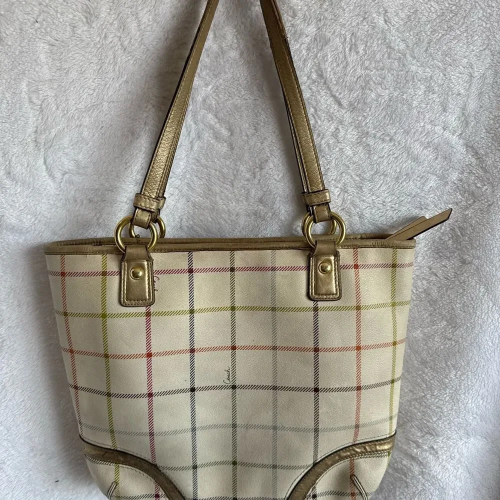 Coach Y2K Plaid Shoulder Bag with Matching Wristlet